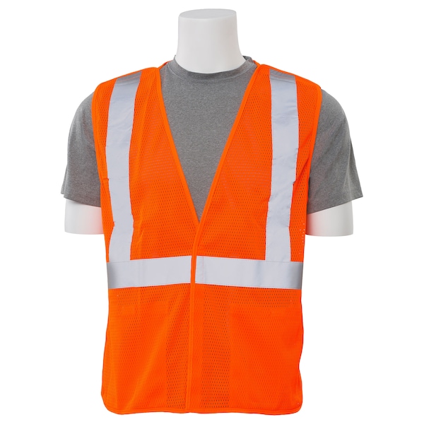 Erb Safety Safety Vest, Break Away, Mesh, Class 2, S320, Hi-Viz Orange, XL 61112